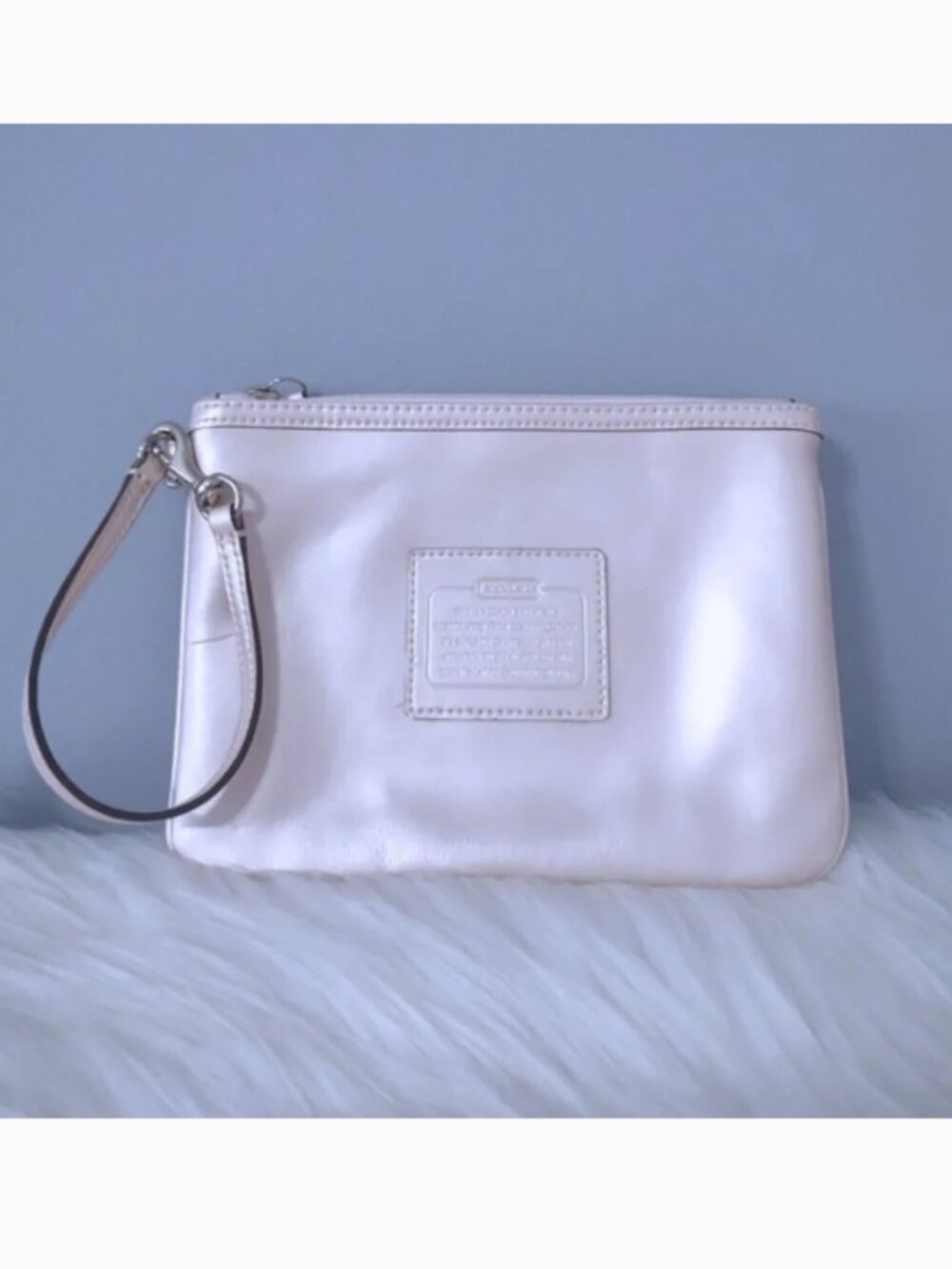 Coach metallic wristlet clutch w/creed EUC